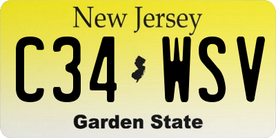 NJ license plate C34WSV