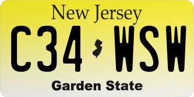NJ license plate C34WSW