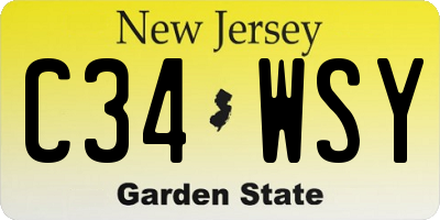 NJ license plate C34WSY