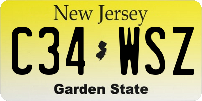 NJ license plate C34WSZ