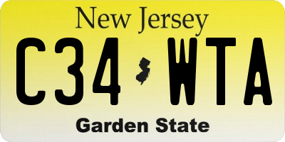 NJ license plate C34WTA