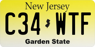 NJ license plate C34WTF