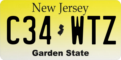 NJ license plate C34WTZ
