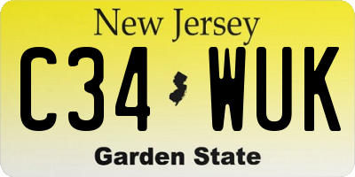 NJ license plate C34WUK