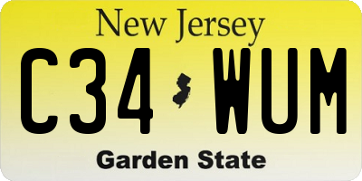 NJ license plate C34WUM