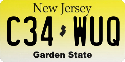 NJ license plate C34WUQ