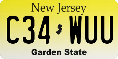 NJ license plate C34WUU