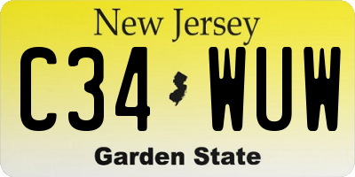 NJ license plate C34WUW