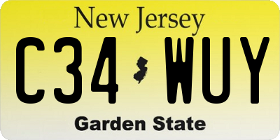 NJ license plate C34WUY