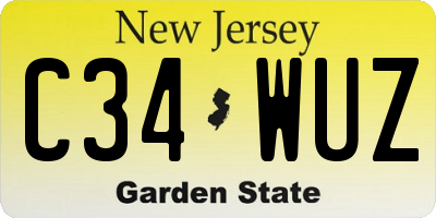 NJ license plate C34WUZ