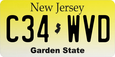 NJ license plate C34WVD