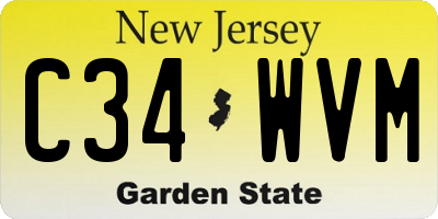 NJ license plate C34WVM