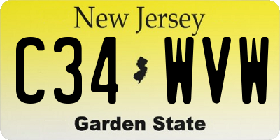 NJ license plate C34WVW