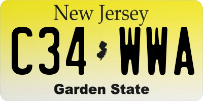 NJ license plate C34WWA