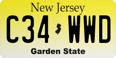 NJ license plate C34WWD