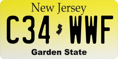 NJ license plate C34WWF