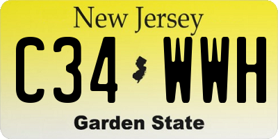 NJ license plate C34WWH