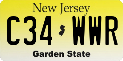 NJ license plate C34WWR