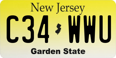 NJ license plate C34WWU