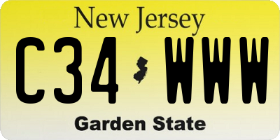 NJ license plate C34WWW