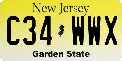 NJ license plate C34WWX