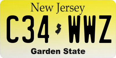 NJ license plate C34WWZ