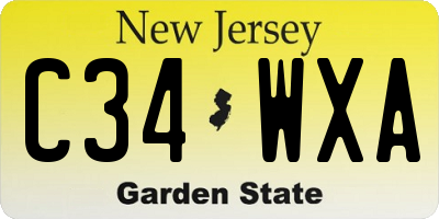 NJ license plate C34WXA