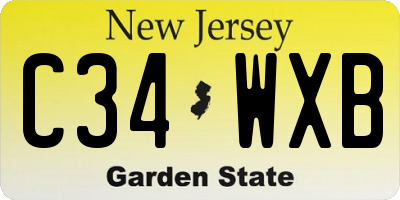 NJ license plate C34WXB