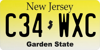 NJ license plate C34WXC