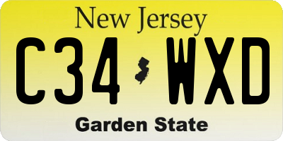 NJ license plate C34WXD