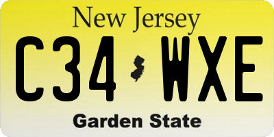 NJ license plate C34WXE