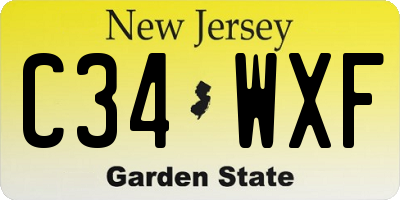 NJ license plate C34WXF