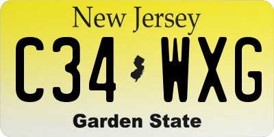 NJ license plate C34WXG