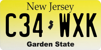 NJ license plate C34WXK