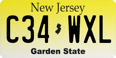 NJ license plate C34WXL