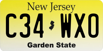 NJ license plate C34WXO