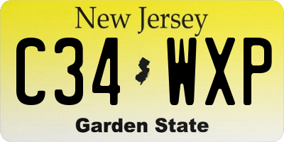 NJ license plate C34WXP