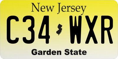 NJ license plate C34WXR