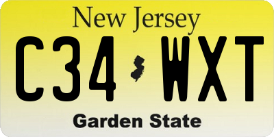 NJ license plate C34WXT