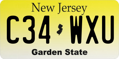 NJ license plate C34WXU