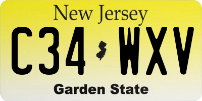 NJ license plate C34WXV
