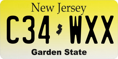 NJ license plate C34WXX