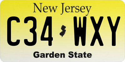 NJ license plate C34WXY