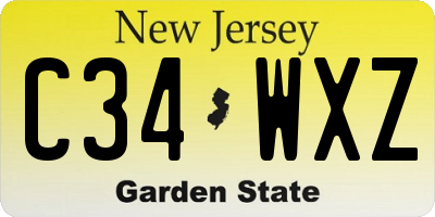 NJ license plate C34WXZ