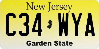 NJ license plate C34WYA