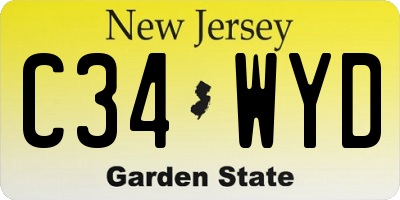 NJ license plate C34WYD