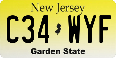 NJ license plate C34WYF