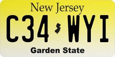 NJ license plate C34WYI
