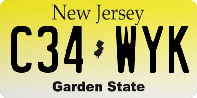 NJ license plate C34WYK