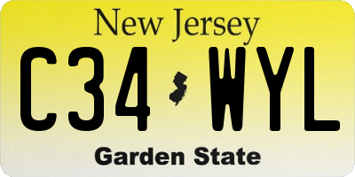 NJ license plate C34WYL